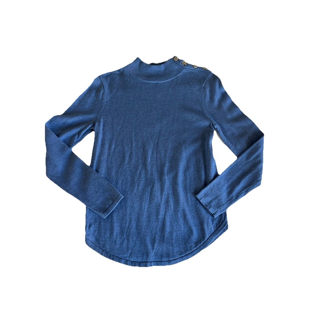 Jeanne Pierre Sweater Size Small Shoulder Button Cotton Blue